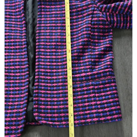 Talbots Petites Worsted Wool Pink Purple Open Front Tweed Blazer Size 6P VTG - Picture 6 of 9